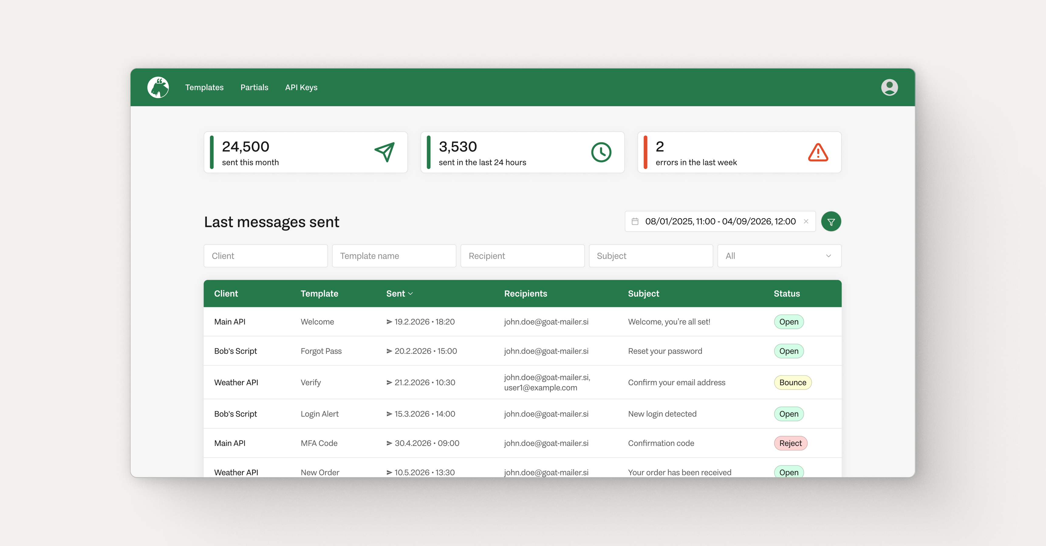 Screenshot of Goat Mailer